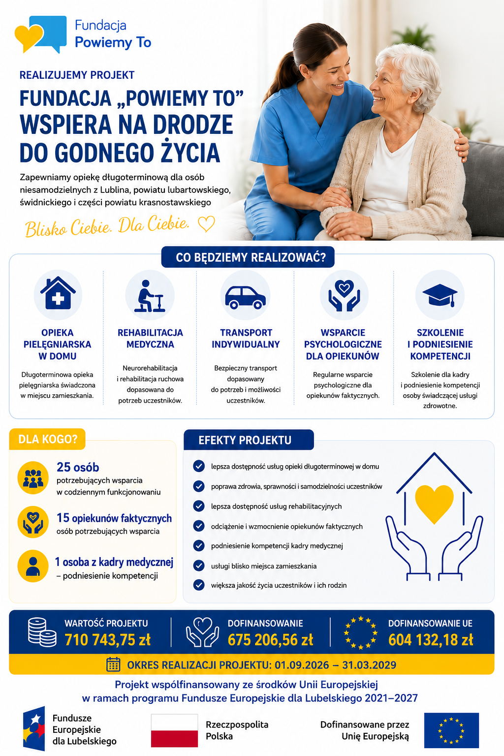 Plakat projektu usług zdrowotnych 8.6 Fundacji Powiemy To