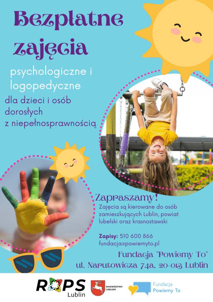 Niebiesko żółty zabawny plakat półkolonie dla dzieci
